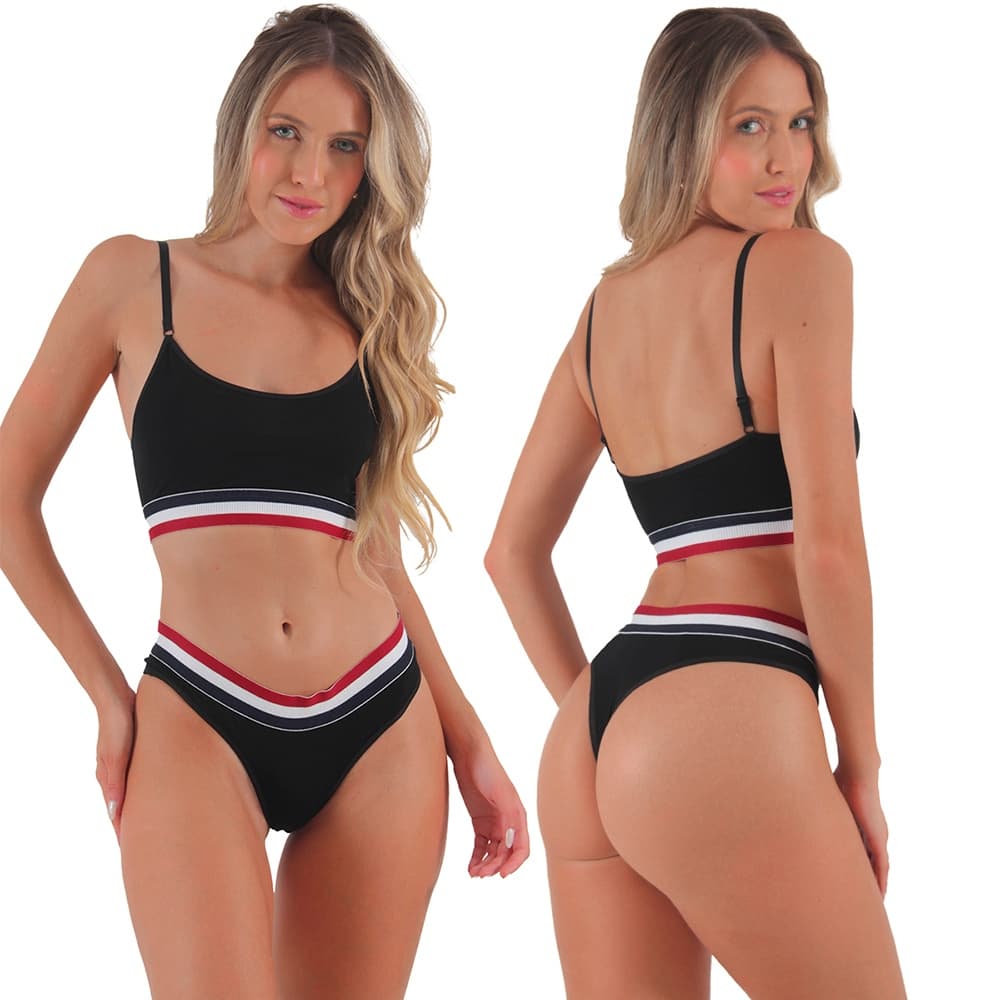 Conjunto Top Listra + Tanga Fio Sexy Listra