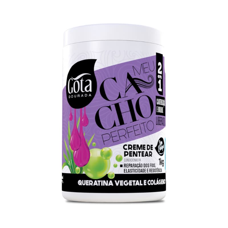 Creme de Pentear Meu Cacho Perfeito Gota Dourada -  Queratina Vegetal e Colágeno