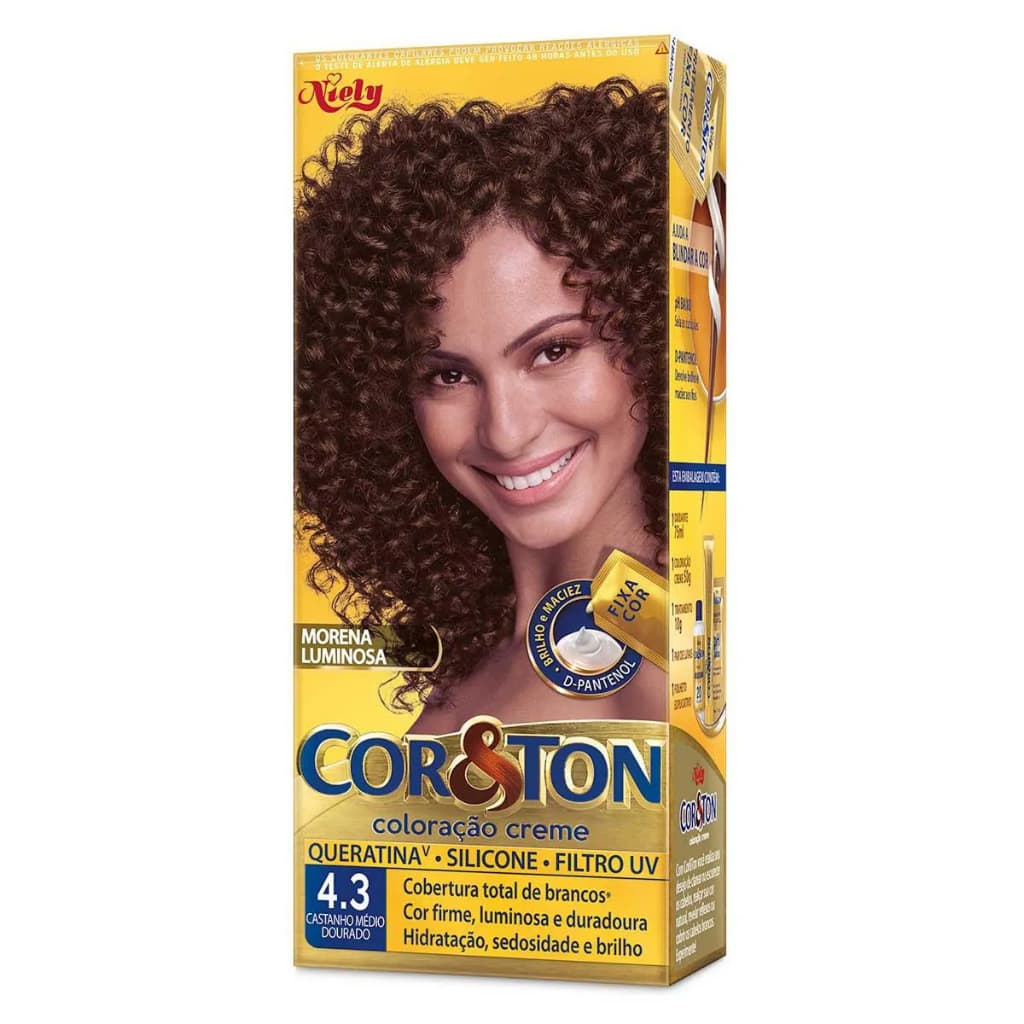 Tintura Cor&Ton Niely 4.30 Castanho Médio Dourado