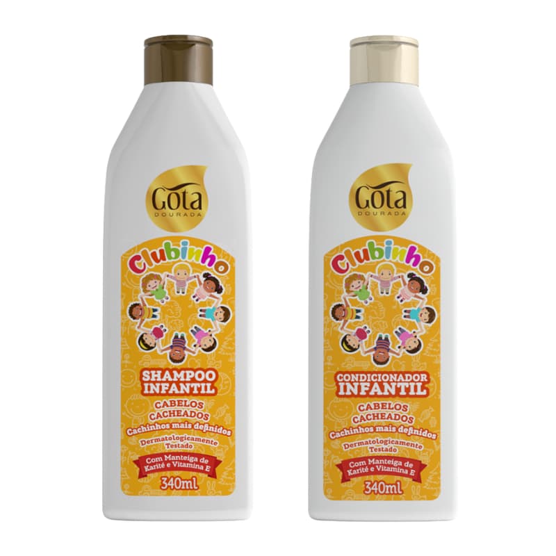 Shampoo e Condicionador infantil cachinhos Gota Dourada - 340ml cada