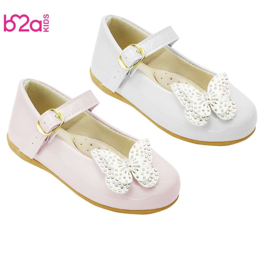 Sapatilha Infantil Fivela  Borboleta Branca Confortável B2A Kids 1004 Menina Delicada Promoção