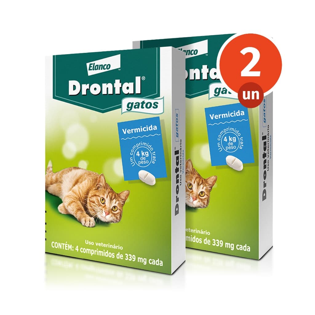Kit 2 Vermífugo Drontal Gatos 4 Comprimidos para Gatos de até 4kg Elanco