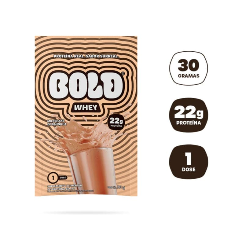 Bold Whey Protein Sachê 30g Milkshake de Baunilha – Suplemento Proteico Original