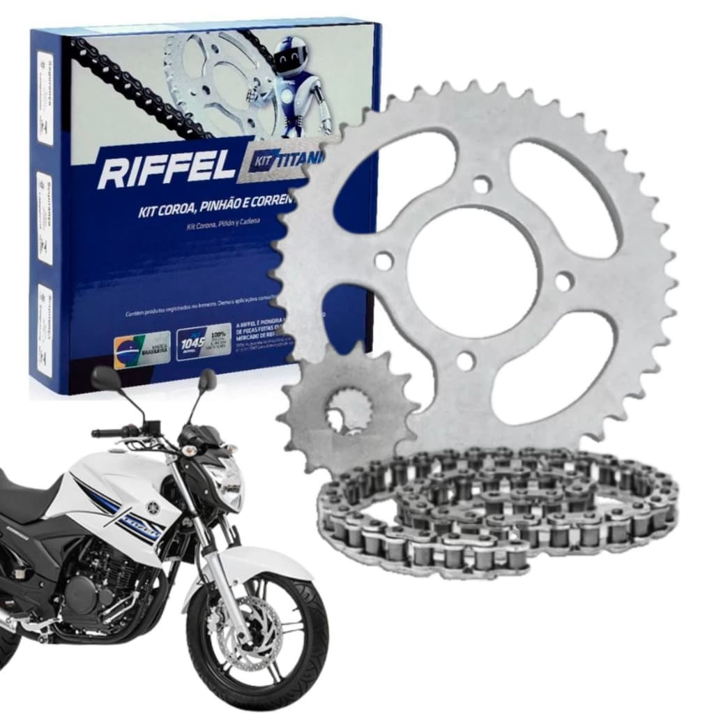 Kit Relacao Tração Transmissão Yamaha Fazer 250 2006 à 2016 Original Riffel sem retentor