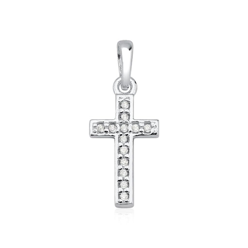Pingente de Prata 925 Cruz com Zircônias Cravejadas