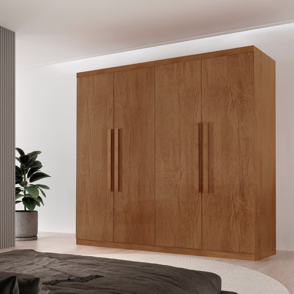 Guarda Roupa Casal Fenix 4 Portas 3 Gavetas MDF  Rufato