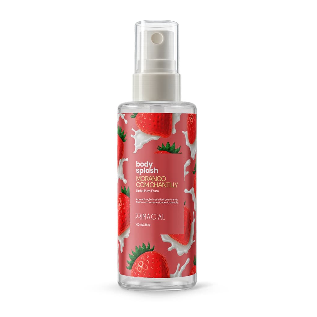 BODY SPLASH FEMININO MORANGO COM CHANTILLY 100ML - PRIMACIAL PERFUME FRUTADO