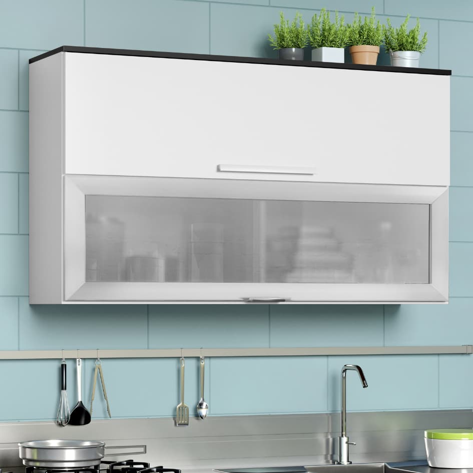 Armário De Cozinha Com Vidro reflecta 2 Portas 1,20m