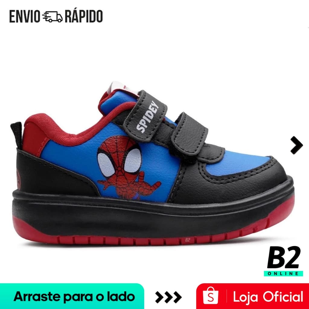 Tênis Marvel Homem Aranha Infantil Sem Cadarço Original com Nota Fiscal e Garantia