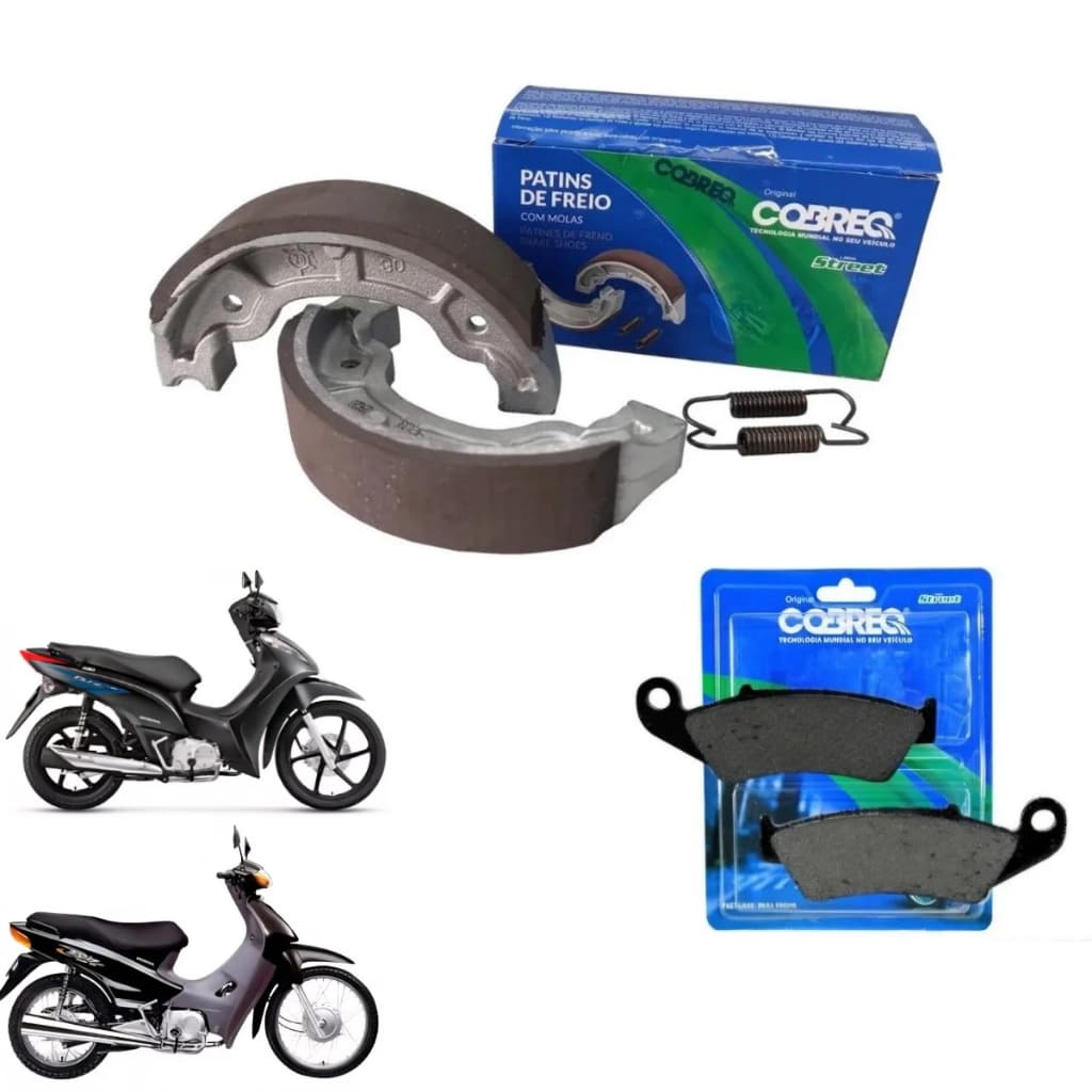Kit Pastilha Freio Dianteira + Lona Traseiro BIZ 125 125+ 2005 2006 2007 2008 2009 2010 2011 a 2017