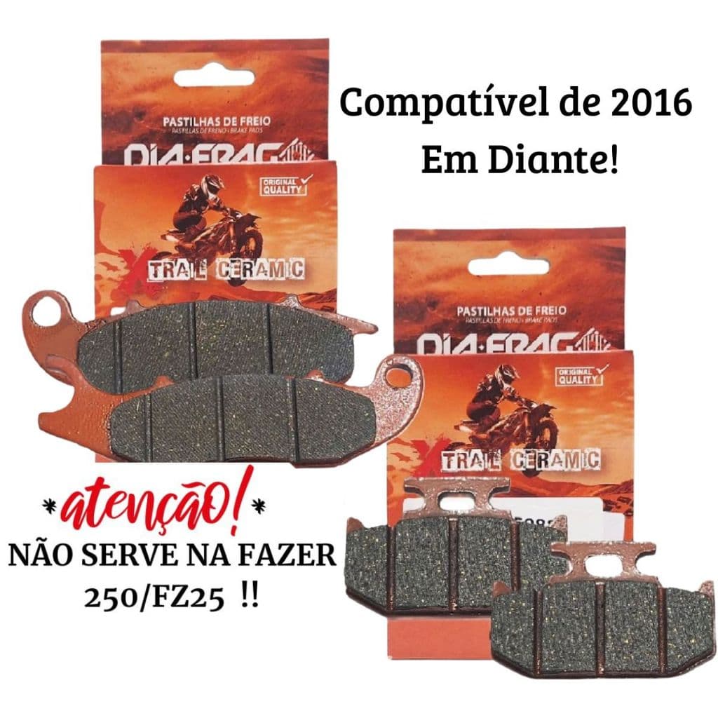 Kit Pastilhas de Freio Lander 250 2016-2026 / Crosser 150 Abs 2019-2026 Sinterizada Cerâmica Diafrag