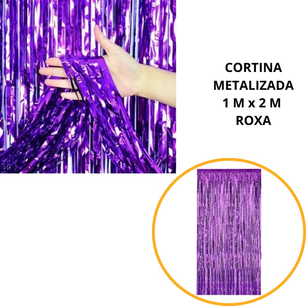 1~5 Cortina Metalizado  roxa para Festa 1mx2m painel decoração fita metalizada  OFF