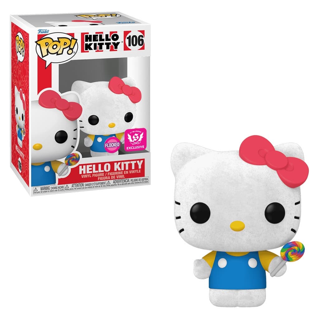 FUNKO POP HELLO KITTY HELLO KITTY W/LOLLIPOP FLOCKED *EX* 106 NOVO ORIGINAL