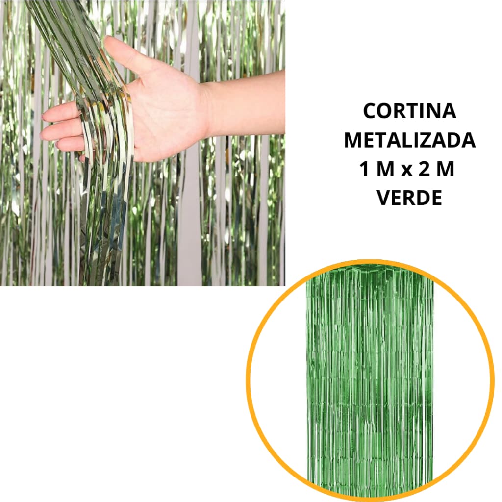 1~5 Cortina Metalizado para Festa 1mx2m painel decoração verde 30%OFF