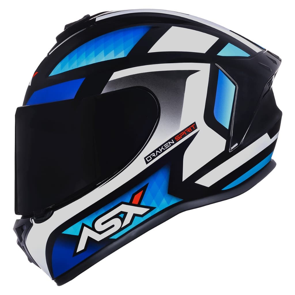 Capacete Moto Esportivo ASX Draken Spirit Branco Azul Brilho