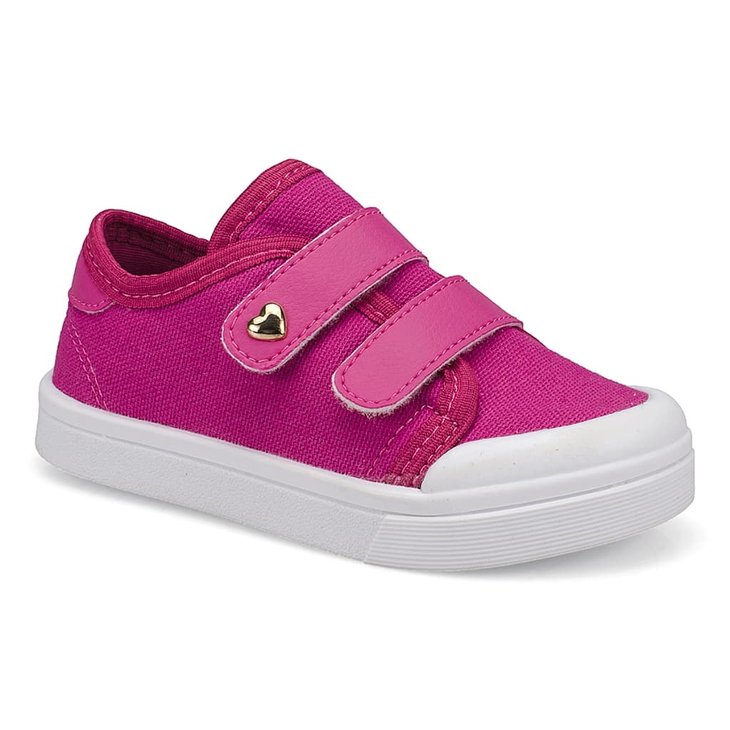 Tênis Infantil Menina Rosa Sapato Feminino Coração Pink 2503 Pequito