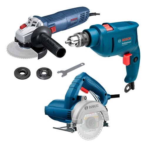 Kit Bosch 220V Serra Mármore GDC 150 + Furadeira Impacto GSB 450 RE + Esmerilhadeira Angular GWS 700