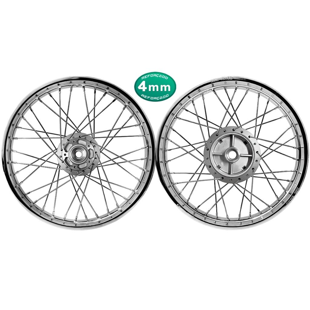 Par Aro Jante Roda Raios 4mm Cromados Cg Titan 150 2004 á 2017 Disco Montado Alinhado