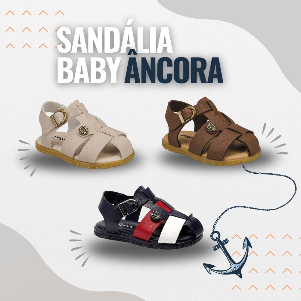 Sandália Baby Menino Âncora Verão Fivela Macia Atiderrapante 6510 Pequito