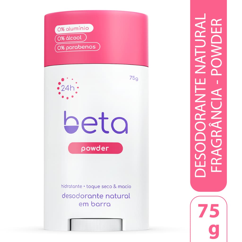 Desodorante Natural em Barra Beta Powder 24h – Suavidade e Toque Seco Natural