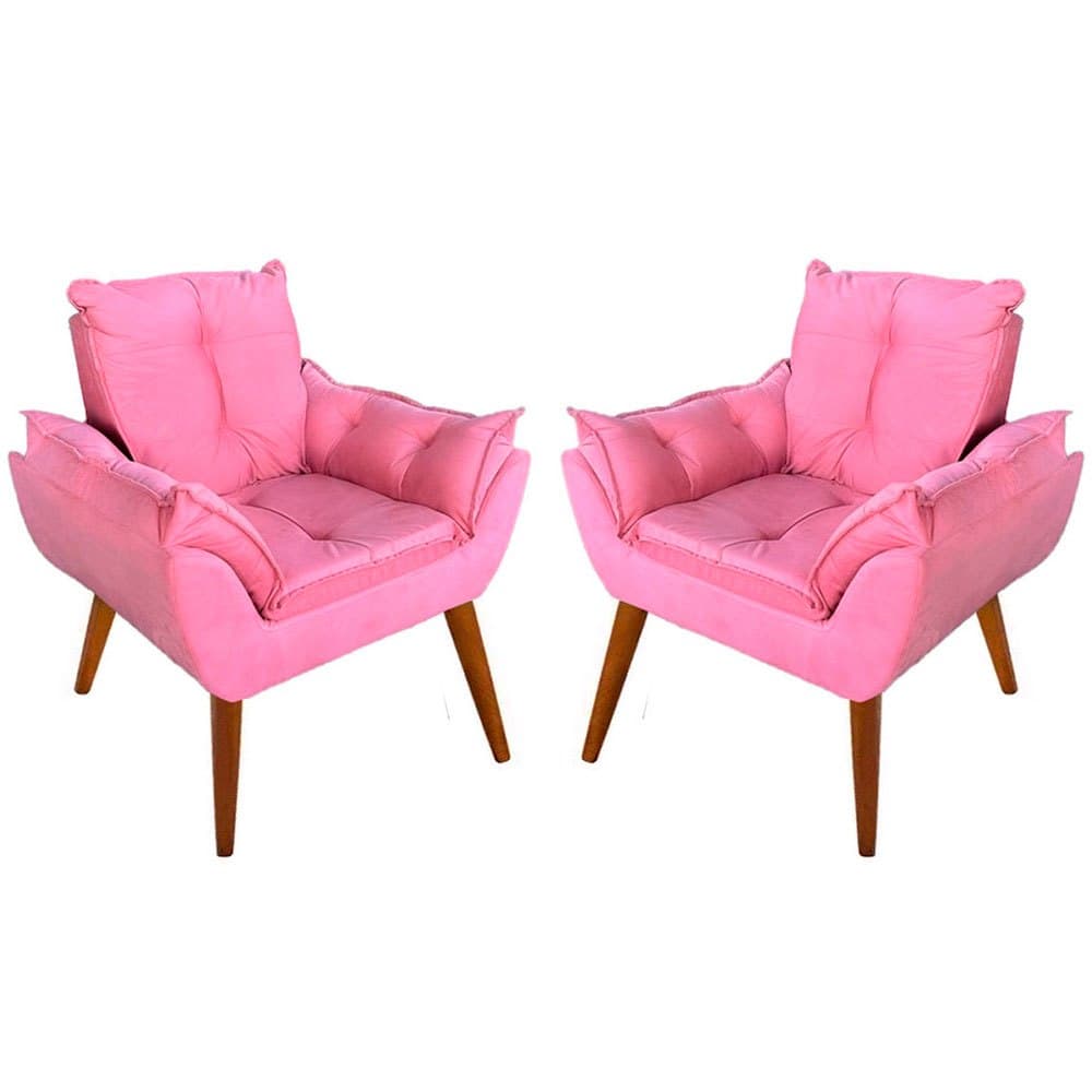 02 Poltronas Estofada Opalla Decoração Para Recepção e Salão de Beleza