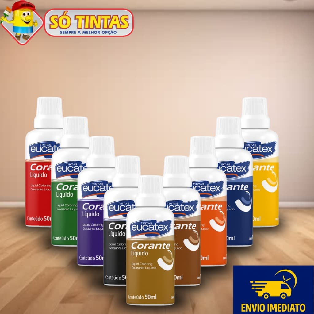 Corante Líquido Eucatex 50ml Bisnaga, Cores Vibrantes, Alto Rendimento, Para Tintas Acrílicas e PVA