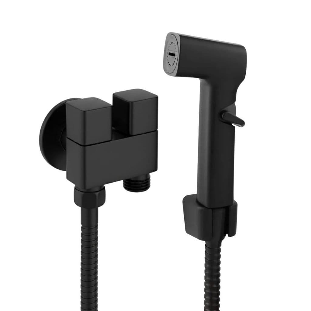 Ducha Banheiro Torneira Duas Saídas Vaso Sanitário Desviador Metal Mangueira 1,20m Preto Gatilho ABS