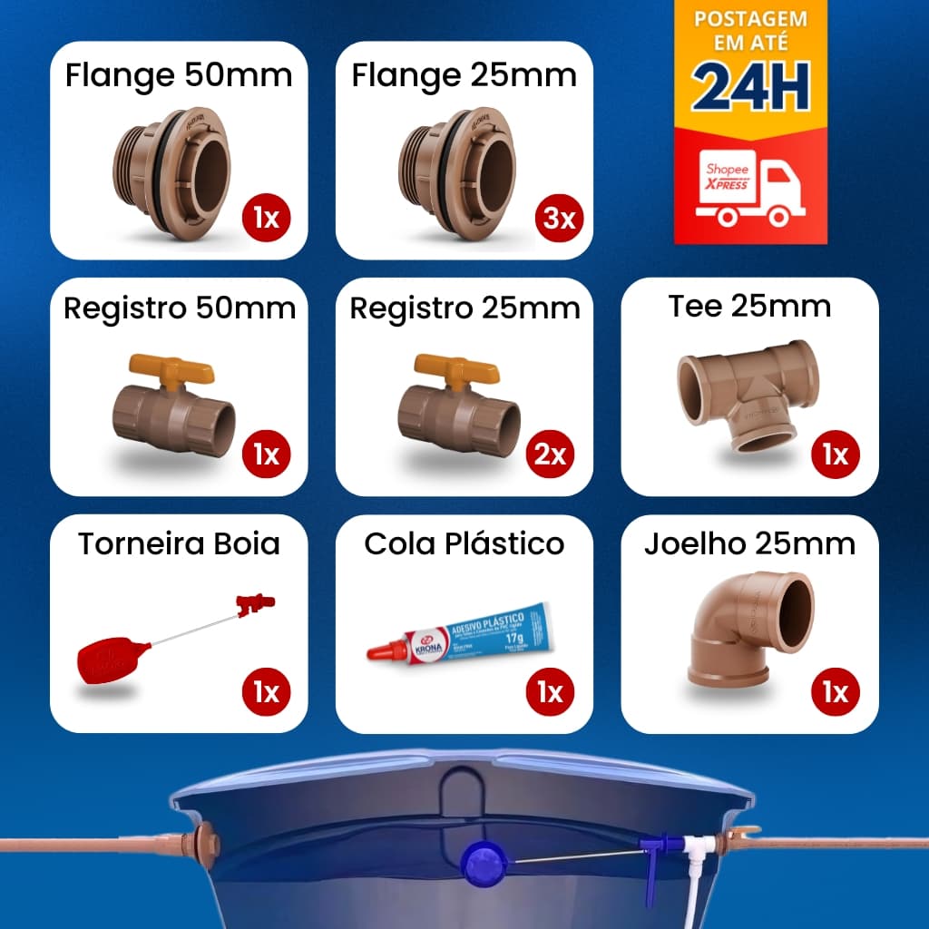 Kit Conexão Hidráulica Instalação De Caixa D' Água 11 Peças