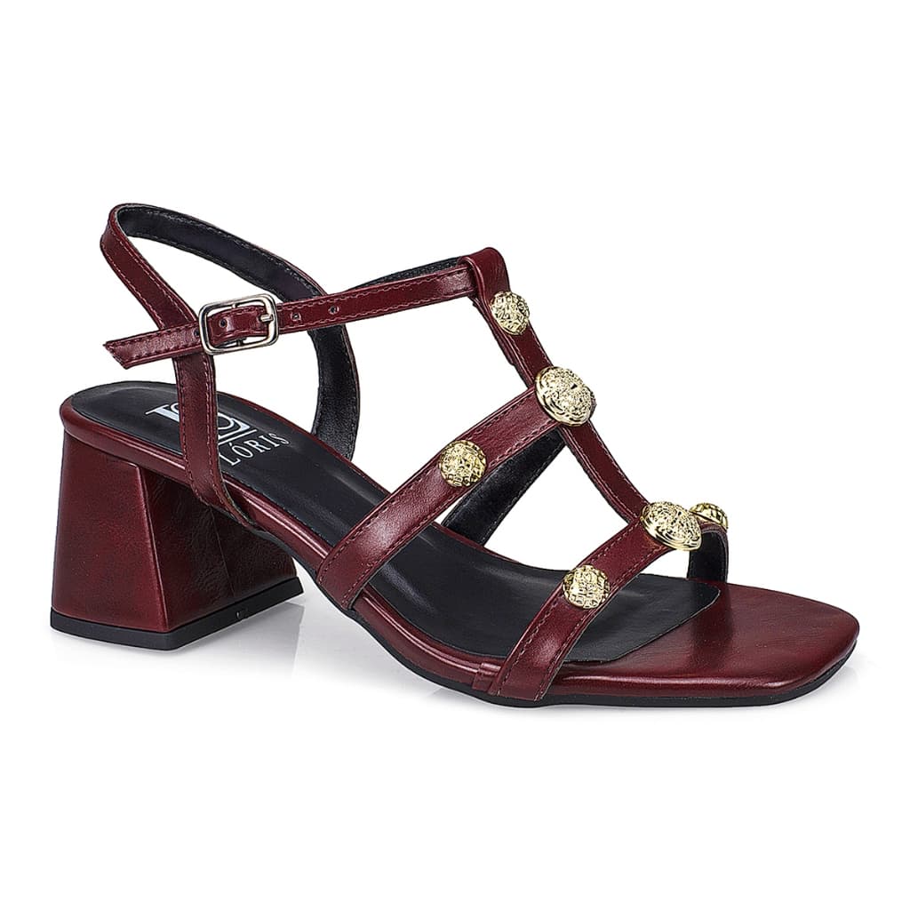 Sandália Feminina Salto Bloco Fivela Aplique ABS Spike 15629