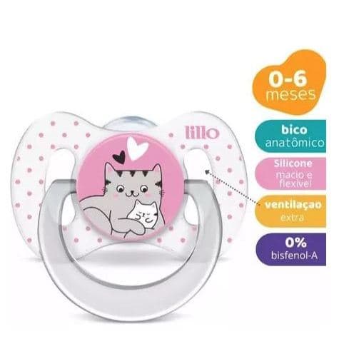 Chupeta Bico de Silicone Funny Amor 0m+ Rosa - Lillo
