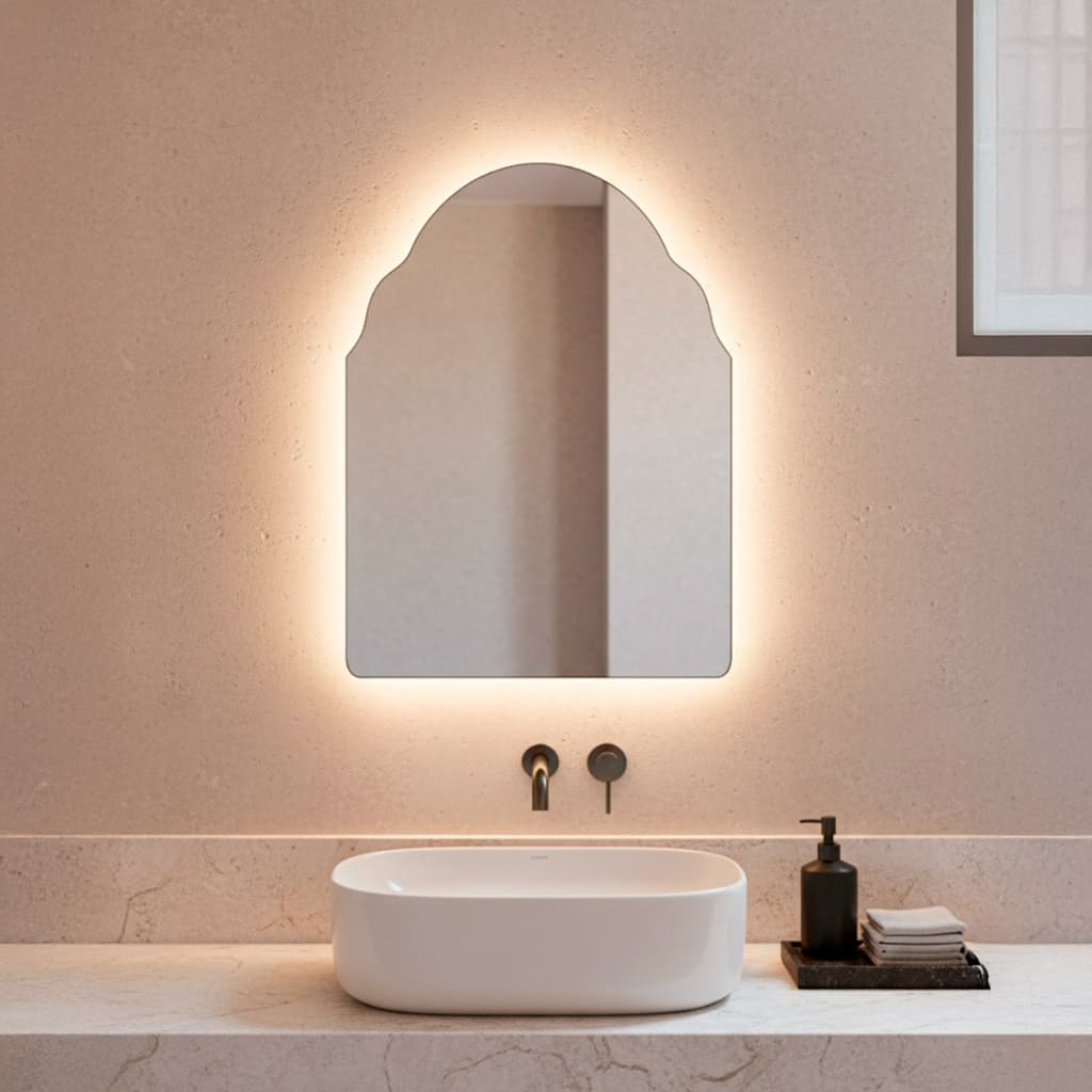 Espelho Orgânico 44x64 de Parede com Led Espelho Marrocos  Decorativo Para Sala Quarto Banheiro