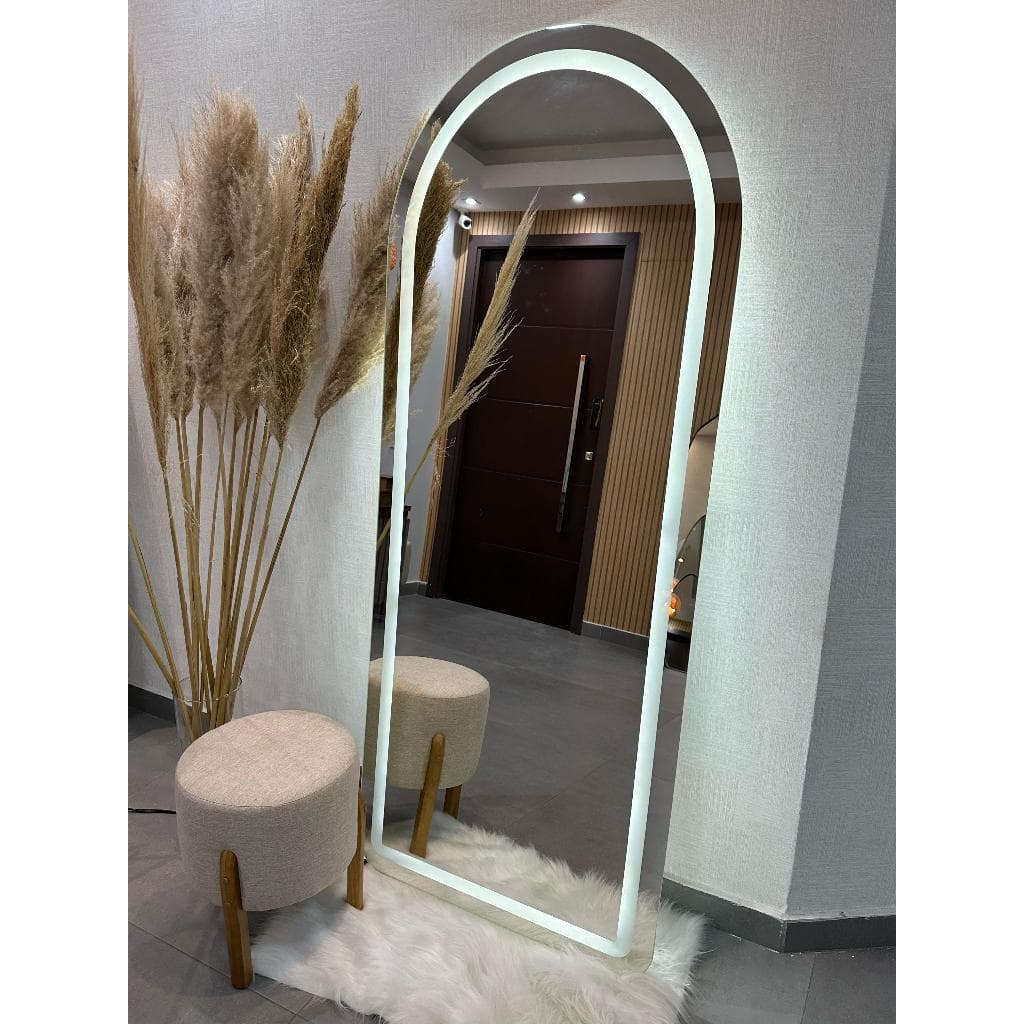 Espelho Janela EL13 Corpo Inteiro 170cm x 70cm Polido LED Jateado Luz Branca e Luz Amarela Sala Quarto Banheiro