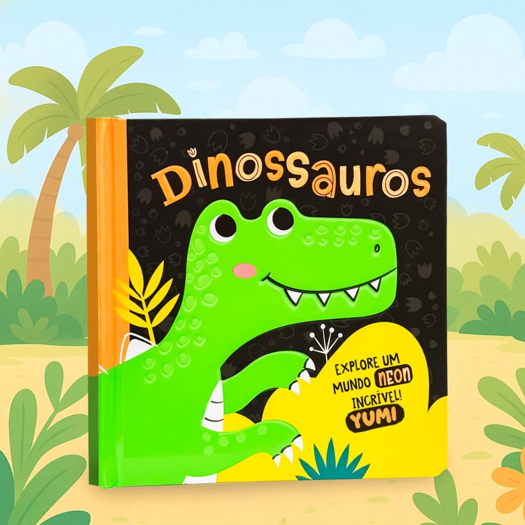Livro Bebê Alto Contraste e Neon Interativo –Dinossauros Estímulo Visual Sensorial Para Recém-nascidos 0 A 6 Meses