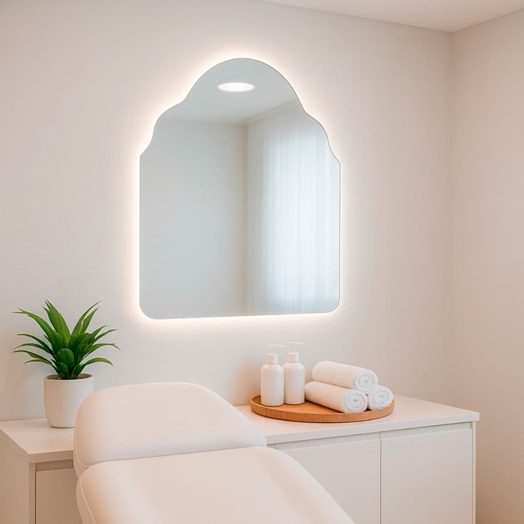 Espelho Decorativo com Led Orgânico Lapidado de Parede Para Sala Quarta Banheiro 55x75 Mod. Marrocos