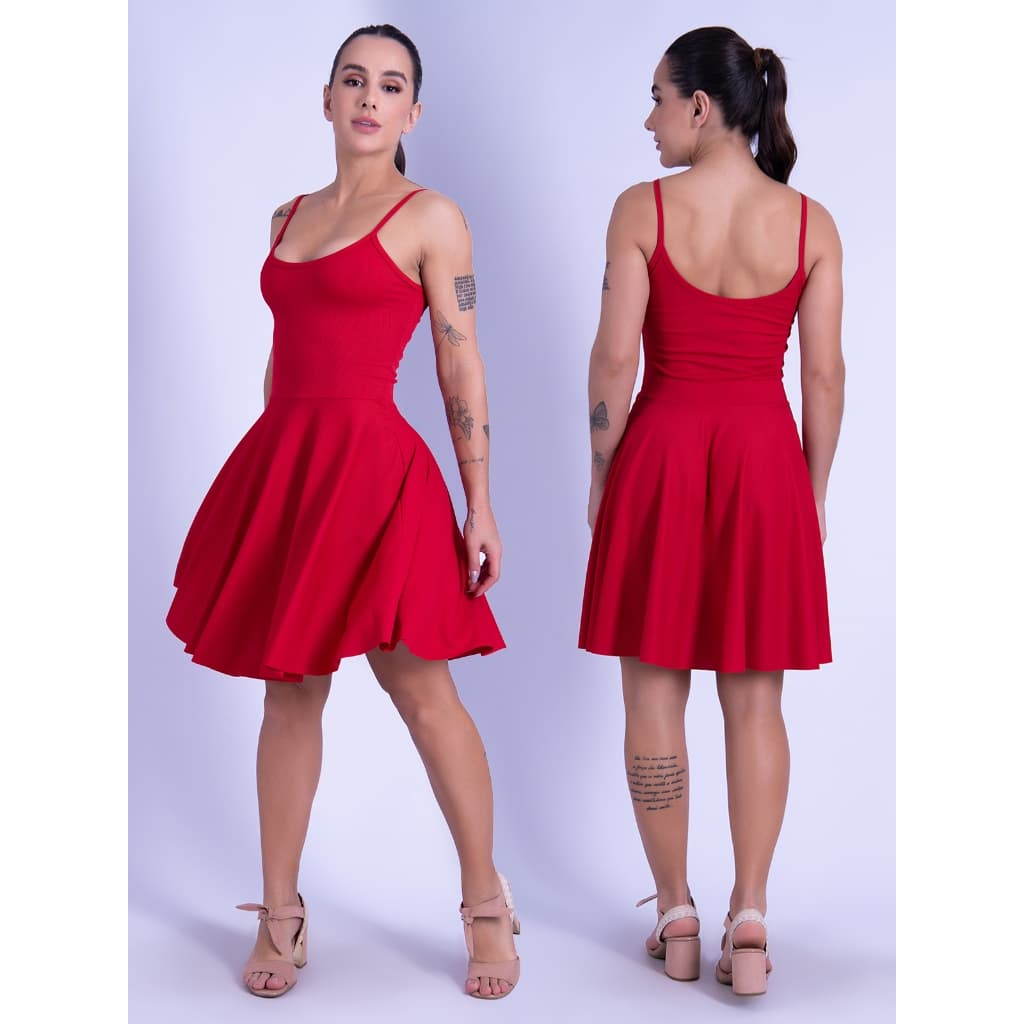 Vestido Feminino Godê Ribana Rodado Vestido Moda Feminina