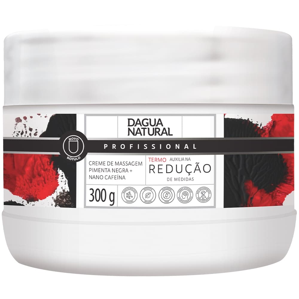 Creme Massagem Dagua Natural Pimenta Negra 300g Redução de Medidas e Celulite
