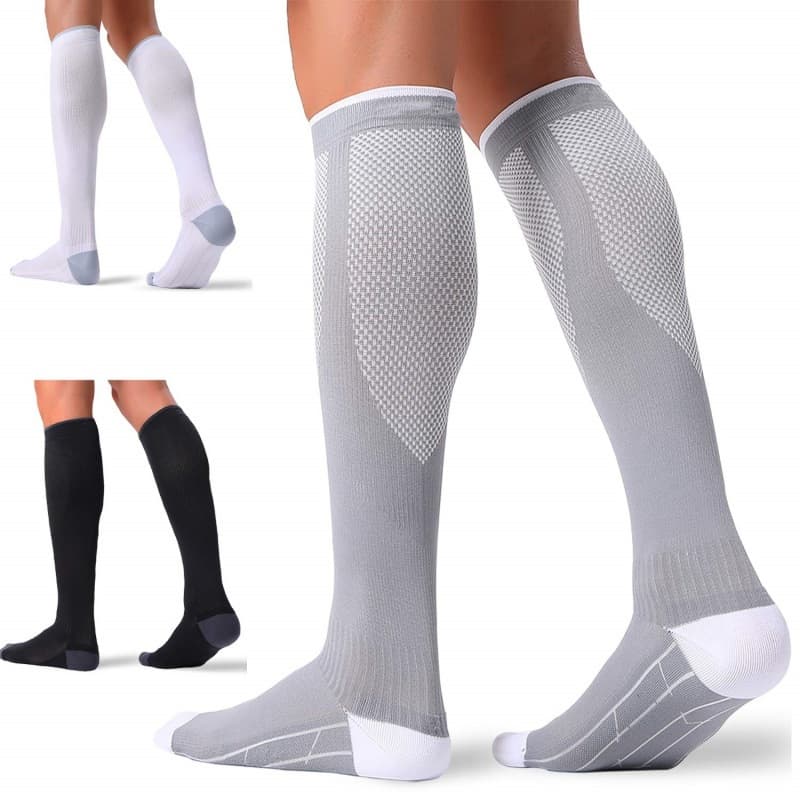 Jcolour Kit 2 Pares Meias de Compressão para Mulheres e Homens 20-30mmHg Suporte para Circulação