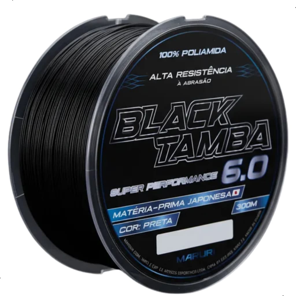 Linha de Pesca Maruri Black Tamba 300m Nylon Monofilamento Preta de Alta Performance