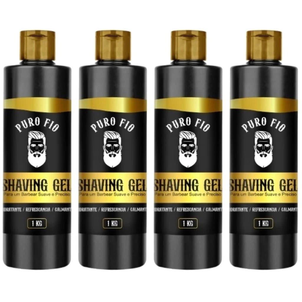 Kit 4 Shaving Gel Puro Fio 1kg Profissional - Barba Suave Sem Irritações - Envio Imediato