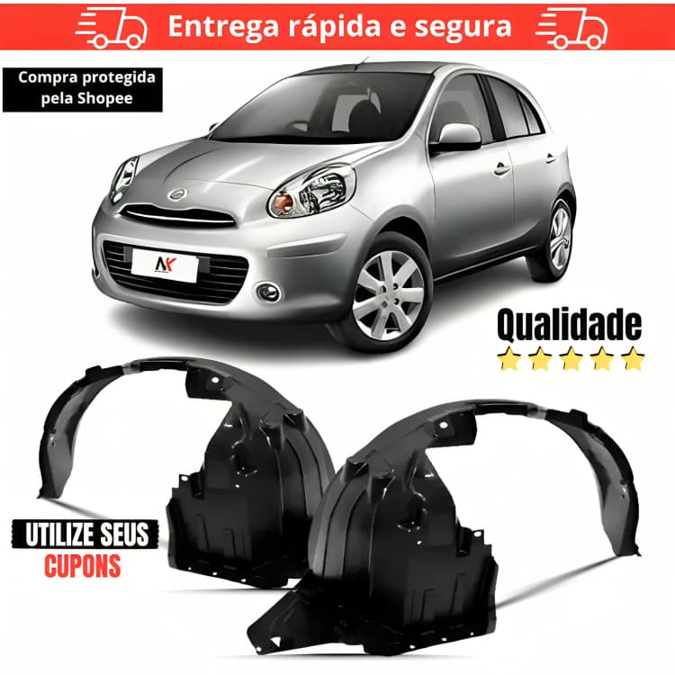 Par/Un Parabarro Dianteiro Nissan March 2011 2012 2013 2014 1° Linha Asa Urubu Casca Ovo Novo