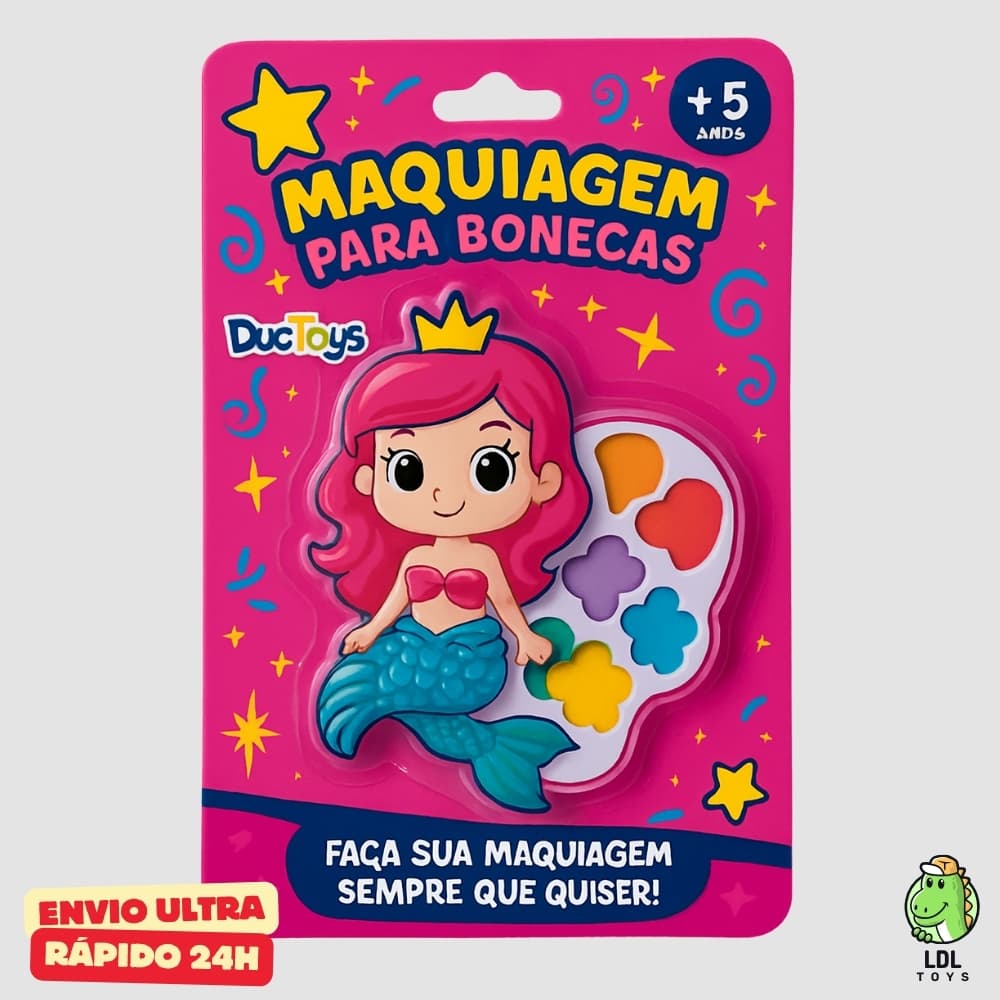 Kit Maquiagem Infantil Para Boneca Sereia Brilho Brinquedo Menina Educativo Completo