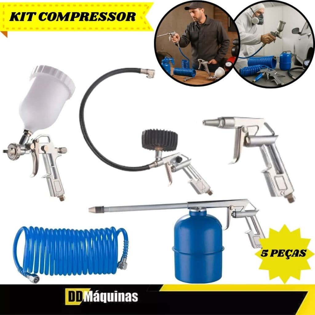Kit de Pintura com 5 Peças Profissional para Compressor - Bremen