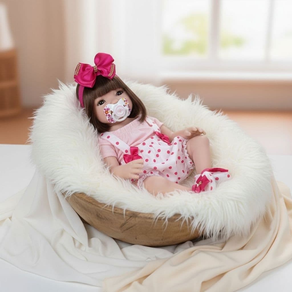 Boneca Bebê Mamãe Reborn Realista + Chupeta Imã - 48cm!