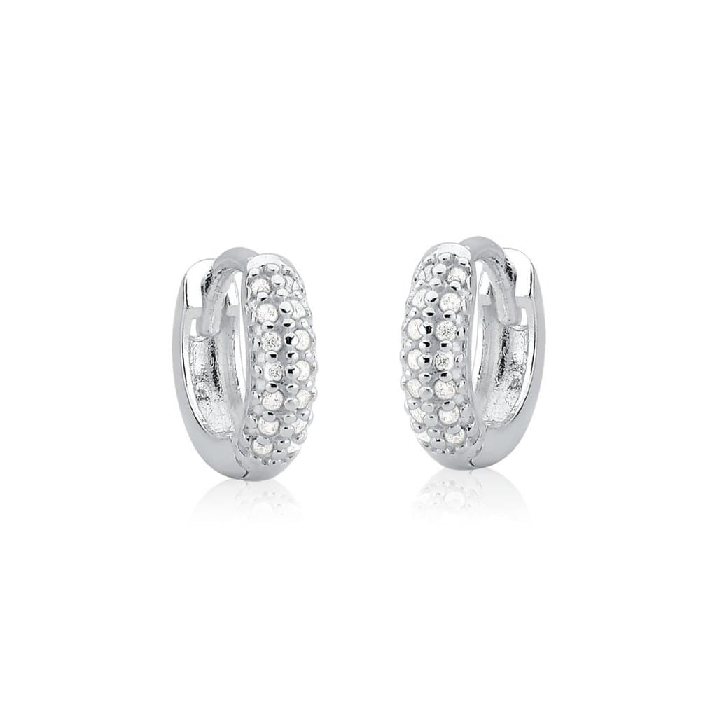 Brinco Argola de Prata 925 Click com 2 Fileiras Cravejadas