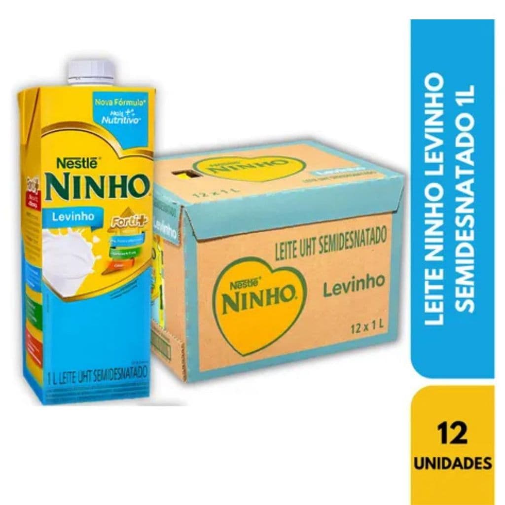 Nestlé Leite Ninho Semidesnatado Levinho - 12 Unidades de 1L