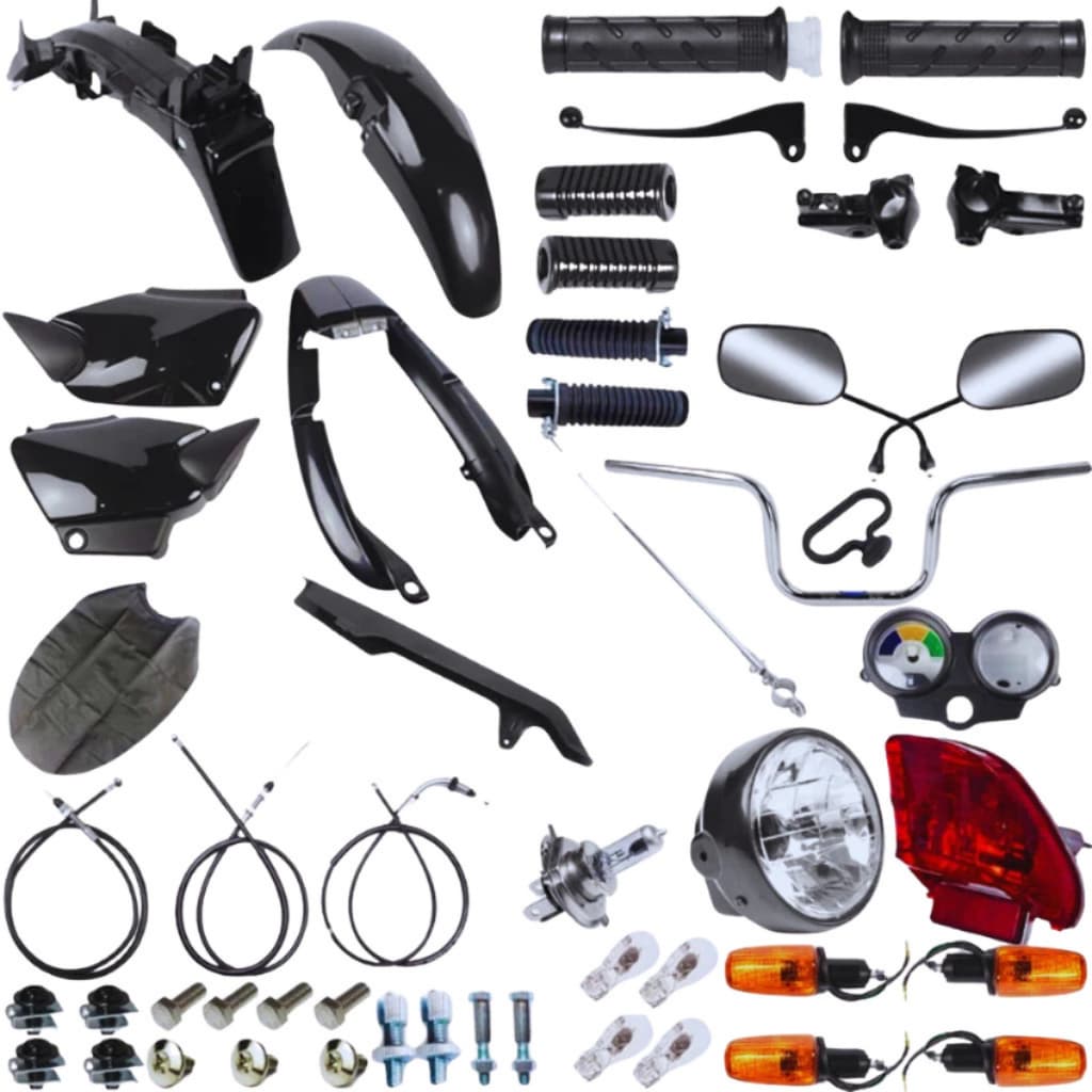 Kit Carenagem Completo CG 125 Titan Fan 2000 2001 2002 2003 2004 2005 2006 2007 2008 Plástico Farol Guidão Completo