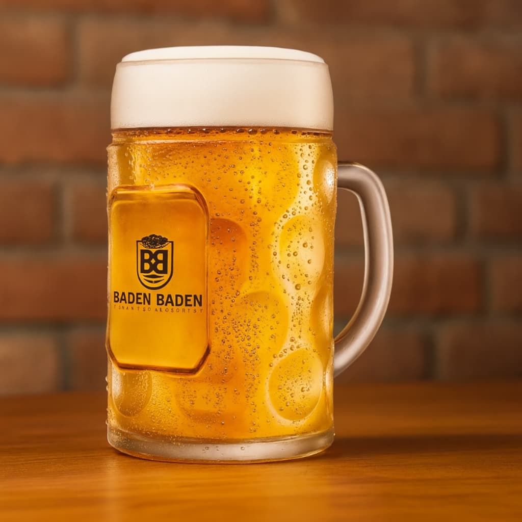 Caneca Para Cerveja Baden Baden Caneca de Vidro Chopp Cerveja Alemã Copo Mass 1,25 Litros - Ruvolo