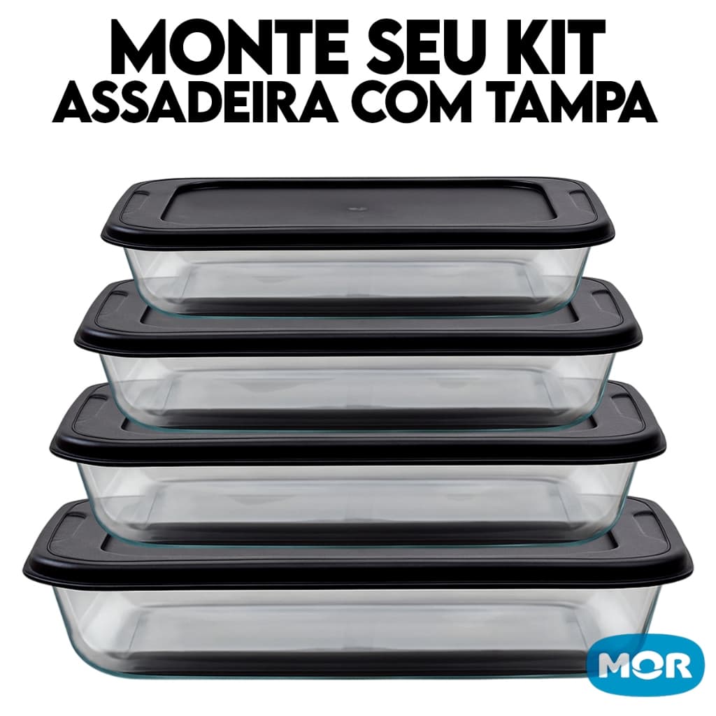 Assadeiras Retangular Com Tampa Pra Fornos e Microondas