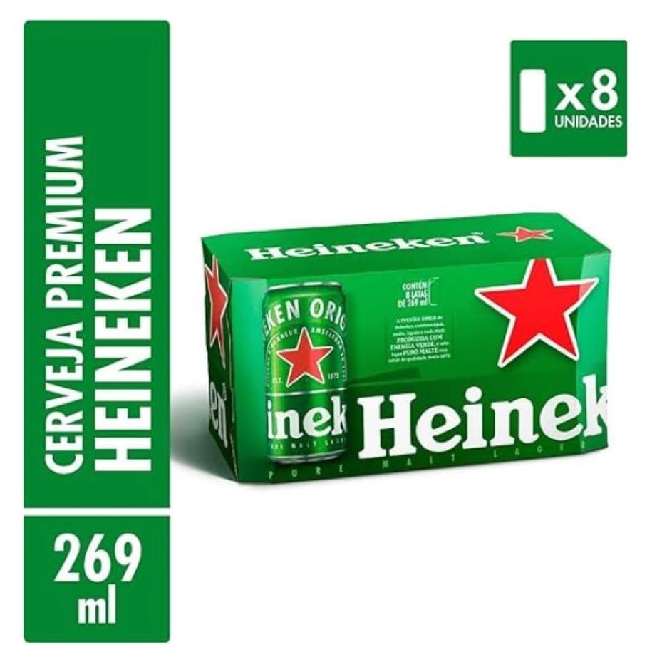 Cerveja Heineken Lager Lata 269ml - 8 Unid.