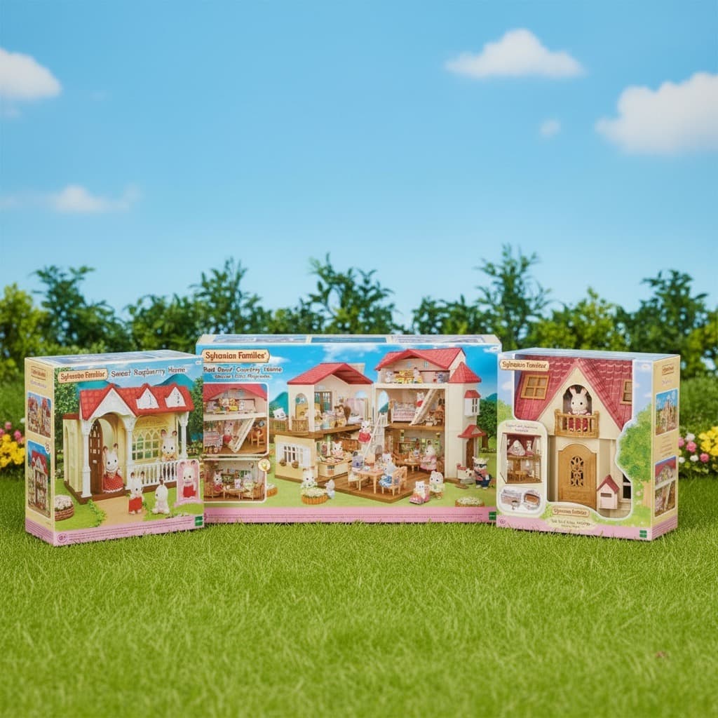 Sylvanian Families Casas: Telhado Vermelho Com Sótão e Luzes, Primeira Casa e Doce Framboesa